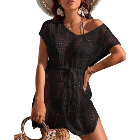 Rayson Mujer Vestido de Playa Ganchillo Bikini Cover up con Cuello en V Cubrir Blusa Camisolas Traje de Baño Vestido Punto Hueco