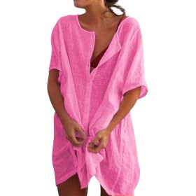 Camisas Mujer Largos Vestido Playa Verano Camisa Suelta de Bikini Cover Up Traje para Mujer Vestido de Playa Casual Blusa
