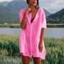 Camisas Mujer Largos Vestido Playa Verano Camisa Suelta de Bikini Cover Up Traje para Mujer Vestido de Playa Casual Blusa