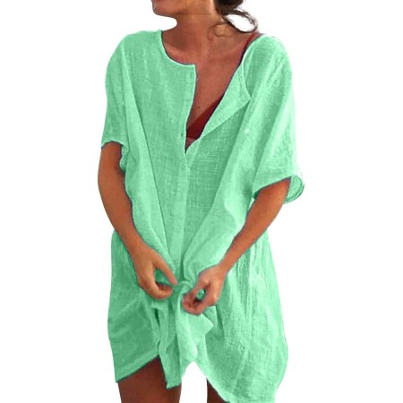 Camisas Mujer Largos Vestido Playa Verano Camisa Suelta de Bikini Cover Up Traje para Mujer Vestido de Playa Casual Blusa