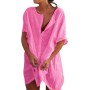 Camisas Mujer Largos Vestido Playa Verano Camisa Suelta de Bikini Cover Up Traje para Mujer Vestido de Playa Casual Blusa