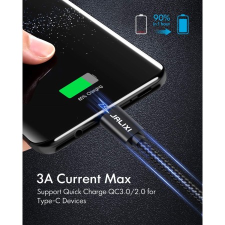 JALIXI Cable Mando PS5 3M, Cable USB C Large Carga Rápida de Nailon Trenzado para Mando Playstation 5, Xbox Serie X S, Negro