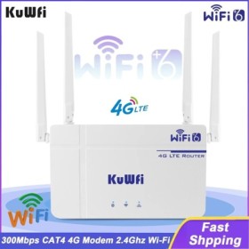 KuWFi 300Mbps CAT4 CPE enrutador inalámbrico WiFi6 enrutador 4G LTE co