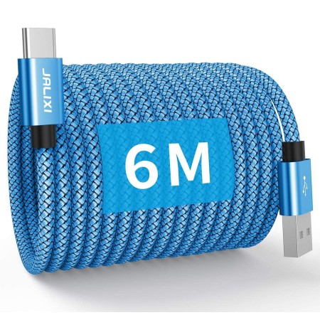JALIXI Cable Mando PS5 3M, Cable USB C Large Carga Rápida de Nailon Trenzado para Mando Playstation 5, Xbox Serie X S, Negro