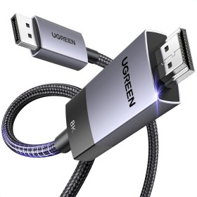 UGREEN Cable DisplayPort 1.4 a HDMI 2.1 8K 60Hz 4K 240Hz HDR HDCP Nylon Trenzado Compatible con PC TV Proyector Monitor, 2M