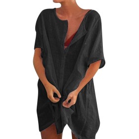 Camisas Mujer Largos Vestido Playa Verano Camisa Suelta de Bikini Cover Up Traje para Mujer Vestido de Playa Casual Blusa