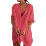 Camisas Mujer Largos Vestido Playa Verano Camisa Suelta de Bikini Cover Up Traje para Mujer Vestido de Playa Casual Blusa