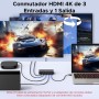 UGREEN HDMI Switch 4K 60Hz 3 Entradas a 1 Salida Conmutador 1080P 3D HDR10 Dolby Atmos con Control Remoto Compatible con Laptop