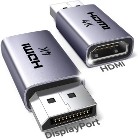 UGREEN Adaptador DisplayPort a HDMI Hembra Unidireccional 4K 30Hz 2K 60Hz 1080P 120Hz Convertidor DP a HDMI Carcasa de Aluminio