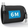JALIXI Cable Mando PS5 3M, Cable USB C Large Carga Rápida de Nailon Trenzado para Mando Playstation 5, Xbox Serie X S, Negro