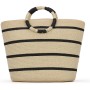 EVEOUT Bolso Tote de Paja para Mujer Verano Shopper con Rayas Tejido Bolso Cesta Grande Bolso de Mano de Rafia para Playa