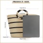 EVEOUT Bolso Tote de Paja para Mujer Verano Shopper con Rayas Tejido Bolso Cesta Grande Bolso de Mano de Rafia para Playa