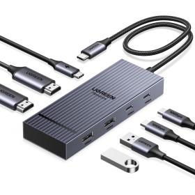 UGREEN Revodok Pro 207 10Gbps Hub USB C Doble HDMI 4K 60Hz PD 100W Docking Station 7 en 1 Adaptador Tipo C 3.2 Extensione de 2