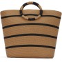 EVEOUT Bolso Tote de Paja para Mujer Verano Shopper con Rayas Tejido Bolso Cesta Grande Bolso de Mano de Rafia para Playa