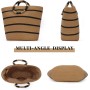 EVEOUT Bolso Tote de Paja para Mujer Verano Shopper con Rayas Tejido Bolso Cesta Grande Bolso de Mano de Rafia para Playa