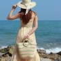 EVEOUT Bolso Tote de Paja para Mujer Verano Shopper con Rayas Tejido Bolso Cesta Grande Bolso de Mano de Rafia para Playa