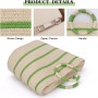 EVEOUT Bolso Tote de Paja para Mujer Verano Shopper con Rayas Tejido Bolso Cesta Grande Bolso de Mano de Rafia para Playa