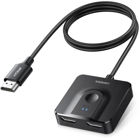 UGREEN HDMI Switch 4K 60Hz 2 Entradas 1 Salida con 1M Cable Bidireccional Splitter 1 In 2 out Soporte HDR 3D HDCP2.2 Compatible