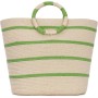 EVEOUT Bolso Tote de Paja para Mujer Verano Shopper con Rayas Tejido Bolso Cesta Grande Bolso de Mano de Rafia para Playa