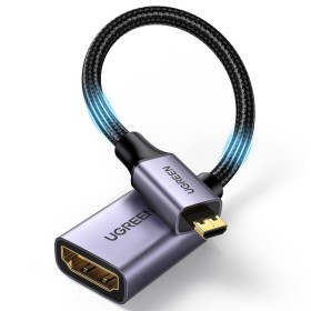 UGREEN Adaptador Micro HDMI Macho a HDMI Hembra 4K 3D HDR Ethernet ARC Cable Compatible con Hero 7 Black Raspberry Pi4 Aquaris