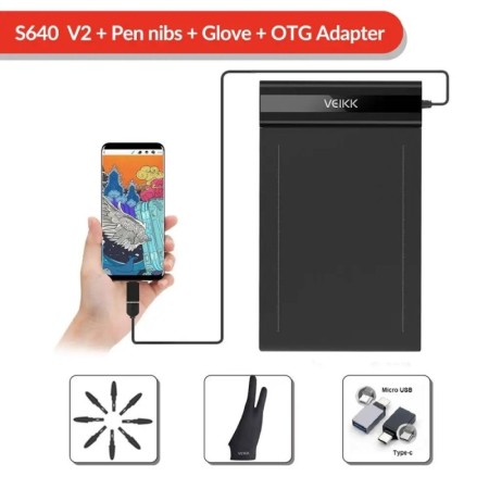 VEIKK-Tableta Gráfica Digital S640 de 6x4 Pulgadas, Tablet de con 8192