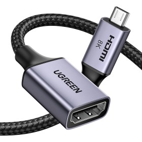 UGREEN Adaptador Micro HDMI a HDMI 2.1 8K @ 60Hz 4K/2K/1080P @ 240Hz Cable Bidireccional eARC/ARC HDR VRR ALLM Atmos HDCP 48Gbps