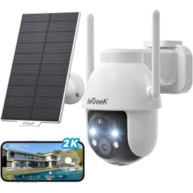 ieGeek 3MP Camara Vigilancia WiFi Exterior Solar con Bateria Sin Cables, Camara Vigilancia Exterior Solar Visión Nocturna Color,