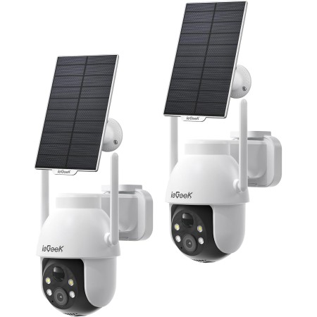 ieGeek 3MP Camara Vigilancia WiFi Exterior Solar con Bateria Sin Cables, Camara Vigilancia Exterior Solar Visión Nocturna Color,