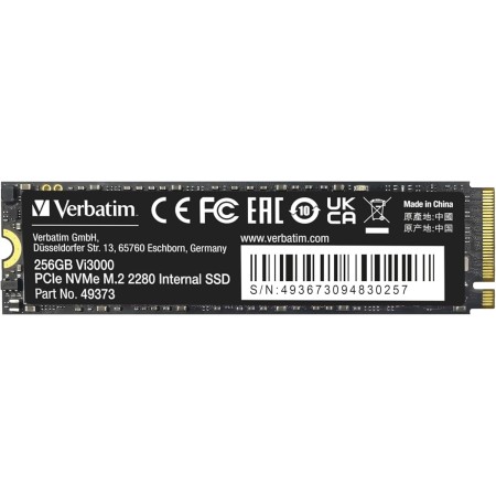 Verbatim Vi3000 NVMe M.2 Internal SSD, Unidad SSD Interna con 256 GB de Almacenamiento de Datos, Unidad de Estado sólido con