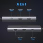 UGREEN Revodok 206 Hub USB C Doble HDMI 8K 4K Adaptador Tipo C 2 Pantalla PD 100W Docking Station 6 En 1 Compatible con MacBook