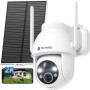 YESYAMO 2K Cámara de vigilancia WiFi exterior inalámbrica solar, 2.4GHz cámara exterior solar con panel solar, 360grados PTZ,