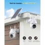 YESYAMO 2K Cámara de vigilancia WiFi exterior inalámbrica solar, 2.4GHz cámara exterior solar con panel solar, 360grados PTZ,