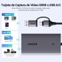UGREEN Capturadora Vídeo HDMI Entrada 4K 30Hz Captura 2K 30Hz HD per Streaming Gaming OBS Compatibile con PC Switch PS5 Xbox