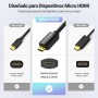UGREEN Cable Micro HDMI Adaptador Macho a Hembra 4K 60Hz 3D Dolby ARC Compatible con Raspberry Pi 4 Cámara Tableta Portátil, 1M