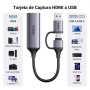 UGREEN Capturadora Vídeo HDMI 4K 1080P HD 60FPS Entrada USB C Tarjeta Capture para Streaming Juegos OBS Compatible con PC Switch