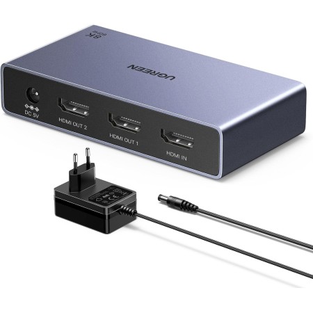 UGREEN HDMI 2.1 Splitter 1 Entrada 2 Salidas 8K@60Hz HDCP 2.2 3D HDR EDID Divisor para Monitores Duales Compatible con PS5/4