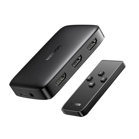 UGREEN HDMI Switch 3 Entradas a 1 Salida, Conmutador 3D 4K@30Hz, Ladron con Mando a Distancia Compatible con PS4 PS5 Xbox