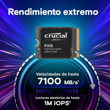 Crucial P310 SSD 1TB PCIe Gen4 NVMe M.2 2230 SSD Interno, hasta 7.100 MB/s, Compatible con Steam Deck, ASUS ROG Ally, MSI Claw &