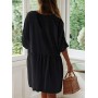 HYUET Mujer Vestido Corto de Playa Mujer Algodón Pareos y Camisola de Playa Sexy Verano Túnica Ropa Traje de Baño Bikini Cover