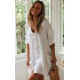 HYUET Mujer Vestido Corto de Playa Mujer Algodón Pareos y Camisola de Playa Sexy Verano Túnica Ropa Traje de Baño Bikini Cover