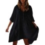 HYUET Mujer Vestido Corto de Playa Mujer Algodón Pareos y Camisola de Playa Sexy Verano Túnica Ropa Traje de Baño Bikini Cover
