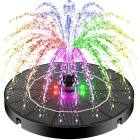 SZMP Fuente Solar - 3.5W 2025 Nuevo Bomba Solar para Estanque Exterior Solares para Jardin, 2200mAh Baterías con 8 Leds Colorido