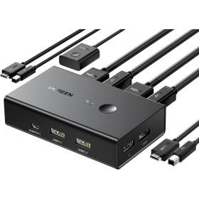 UGREEN KVM HDMI Switch 4K 60Hz 2 Entradas a 1 Salida 2 PC Comparten 1 Pantalla y 4 Puertos USB 2.0 Comutador con Control de