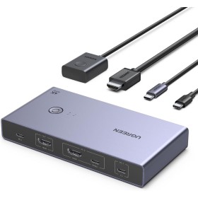 UGREEN KVM Switch HDMI USB C 4K 60Hz 2 Entradas 1 Salida con 4 Puertos USB 3.0 3A1C 5Gbps Conmutador Compatible con MacBook PS5