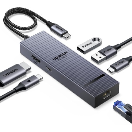 UGREEN Revodok Pro 1061 10Gbps Hub USB C Ethernet Gigabit HDMI 4K 60Hz PD 100W Adaptador Tipo C 3.2 Compatible con MacBook Air,