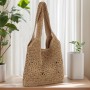 EVEOUT Bolso Tote Rafia para Mujer Verano Bohemio Ligero Grande Shopper Tejido Bolso de Hombro Paja para Playa Vacaciones