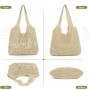 EVEOUT Bolso Tote Rafia para Mujer Verano Bohemio Ligero Grande Shopper Tejido Bolso de Hombro Paja para Playa Vacaciones