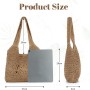 EVEOUT Bolso Tote Rafia para Mujer Verano Bohemio Ligero Grande Shopper Tejido Bolso de Hombro Paja para Playa Vacaciones