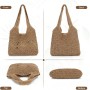 EVEOUT Bolso Tote Rafia para Mujer Verano Bohemio Ligero Grande Shopper Tejido Bolso de Hombro Paja para Playa Vacaciones