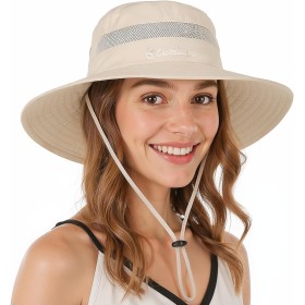 SEFIRST Sombrero de Sol para Mujer, Protección UV, Plegable Sombrero de Pesca de ala Ancha, Ajustable Sombrero de Verano para